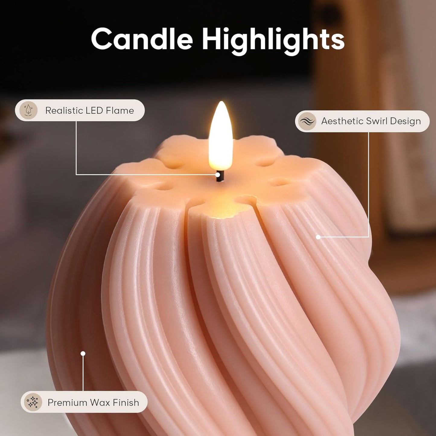 Swirl Flameless Candles / Dusty Pink