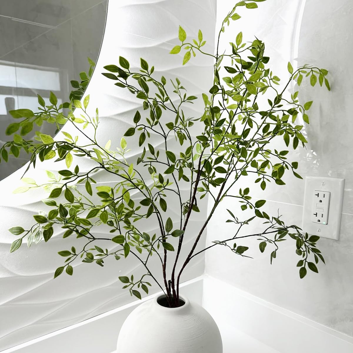 Stems Faux Branches for Vase Nandina Greenery Artificial Stems for Vase Leaf / 43.3 Inch / Set of 2