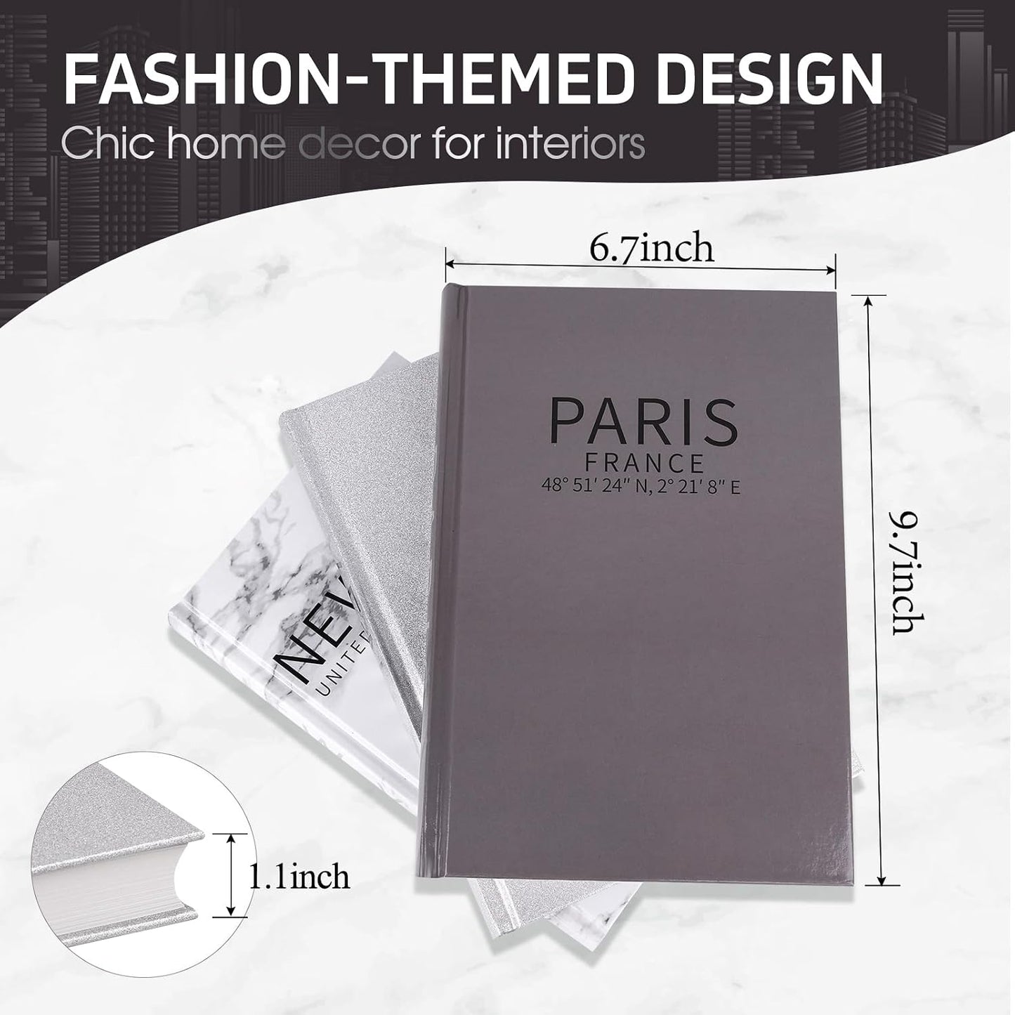 Decorative Books / Fashion Designer Books / Silver / Set of 3
