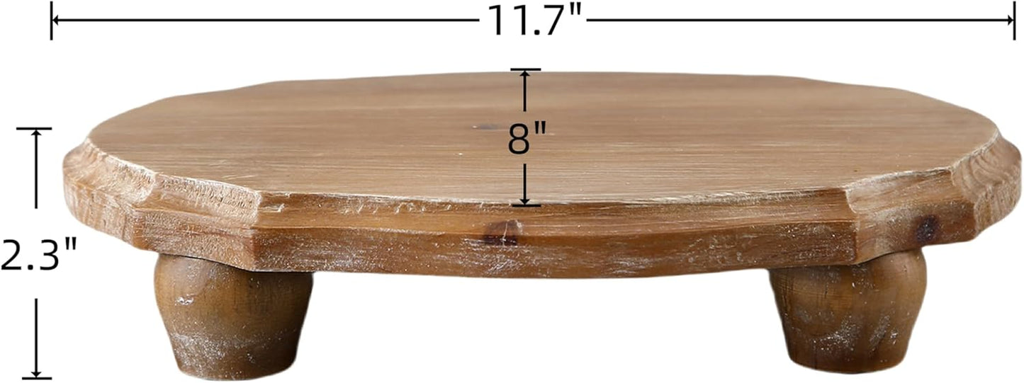 Farmhouse Pedestal Stand Tray / Wood