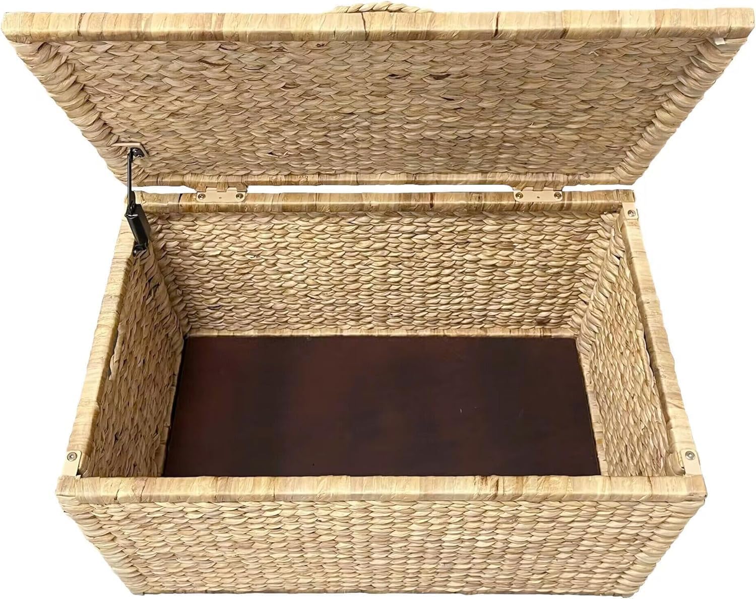 Metal Frame / Water Hyacinth Wicker Storage Trunk / Natural / 30 x 17.5
