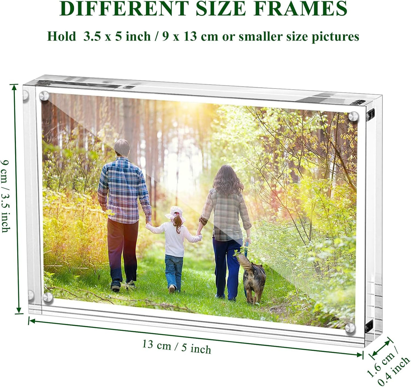 Boxalls 3.5x5 Inches Acrylic Picture Frames - 5 Pack, Clear Frameless 3.5x5 Photo Frames with Magnetic, Double Sided