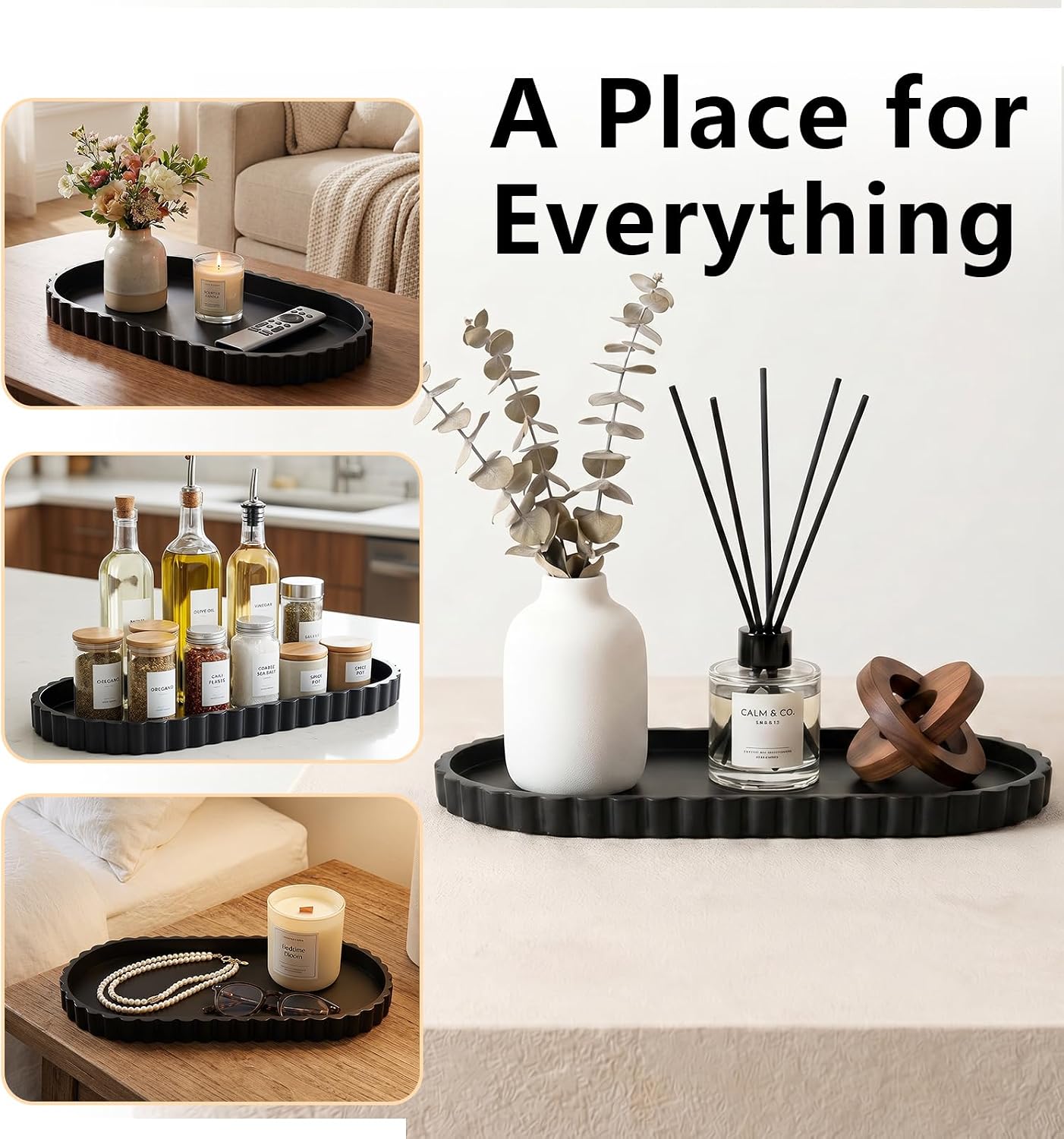 Silicone Bathroom Tray / Black / 12 x 5.3 x 0.8