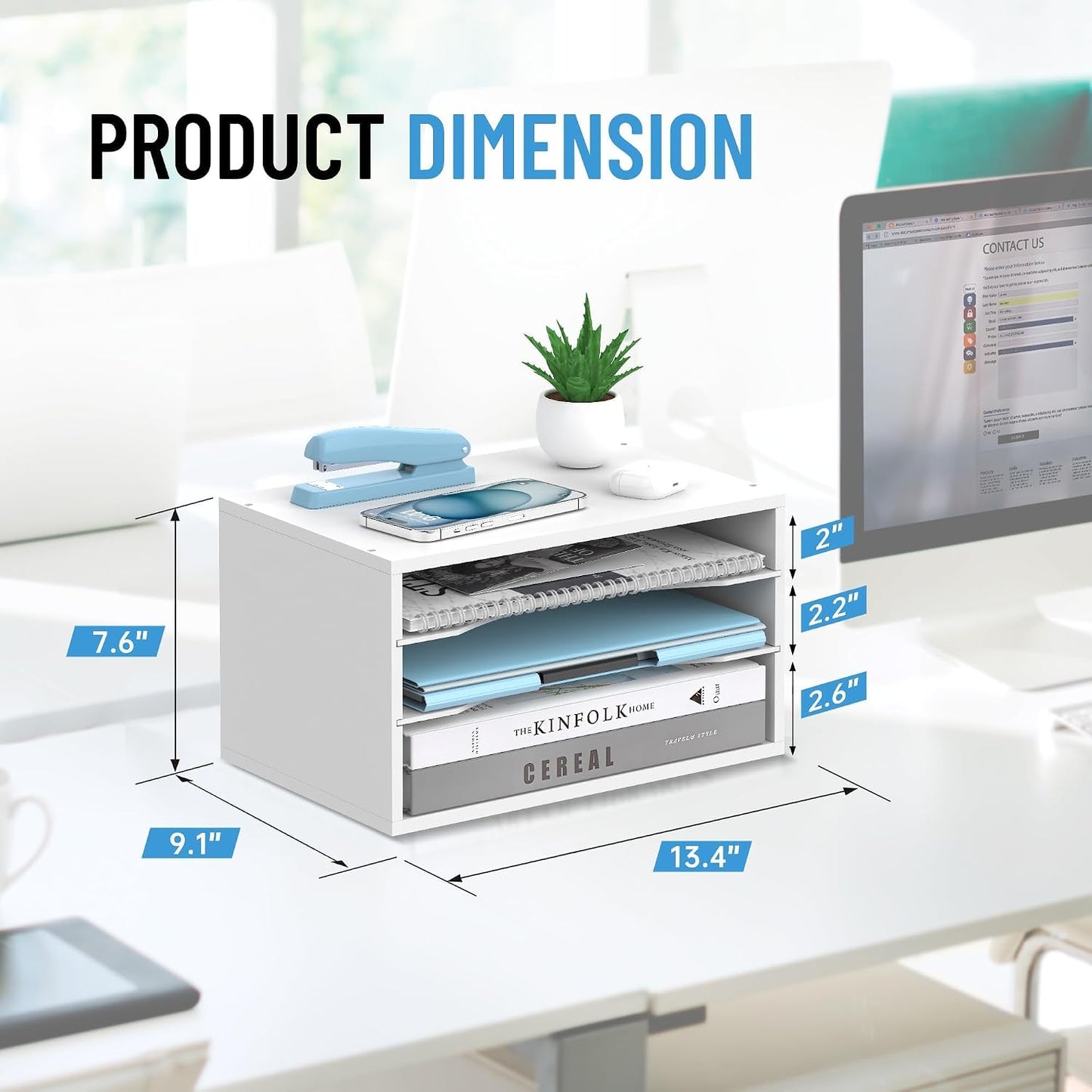 3-Tier Paper Organizer for Desk, Adjustable Mail Organizer, White | 3-Tier Paper Organizer and Mail Organizer for Desk