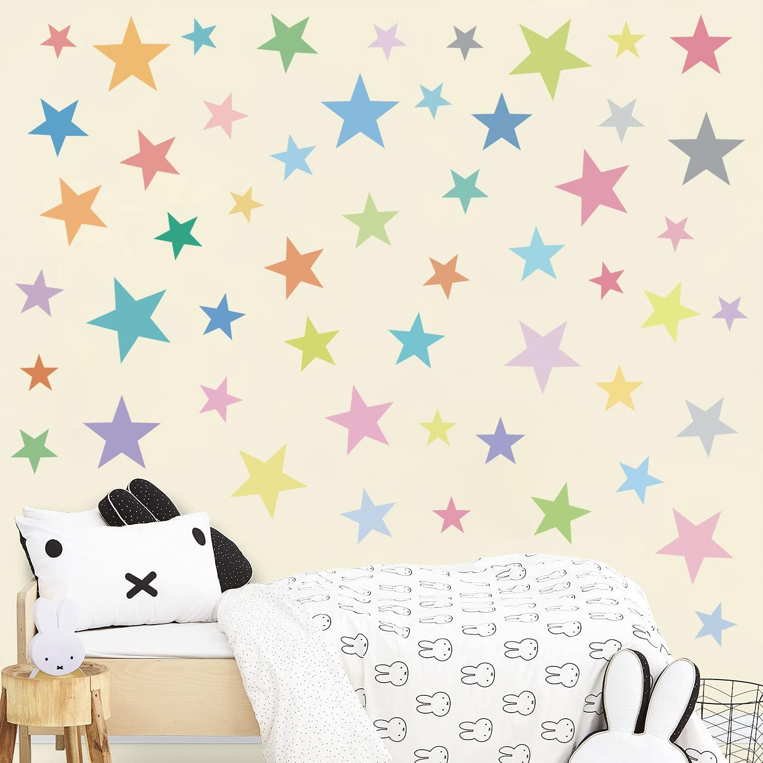 Colorful Boho Star Wall Decals Rainbow Colors DIY Vinyl Wall Art Sticker for Kids Baby / Set of 165