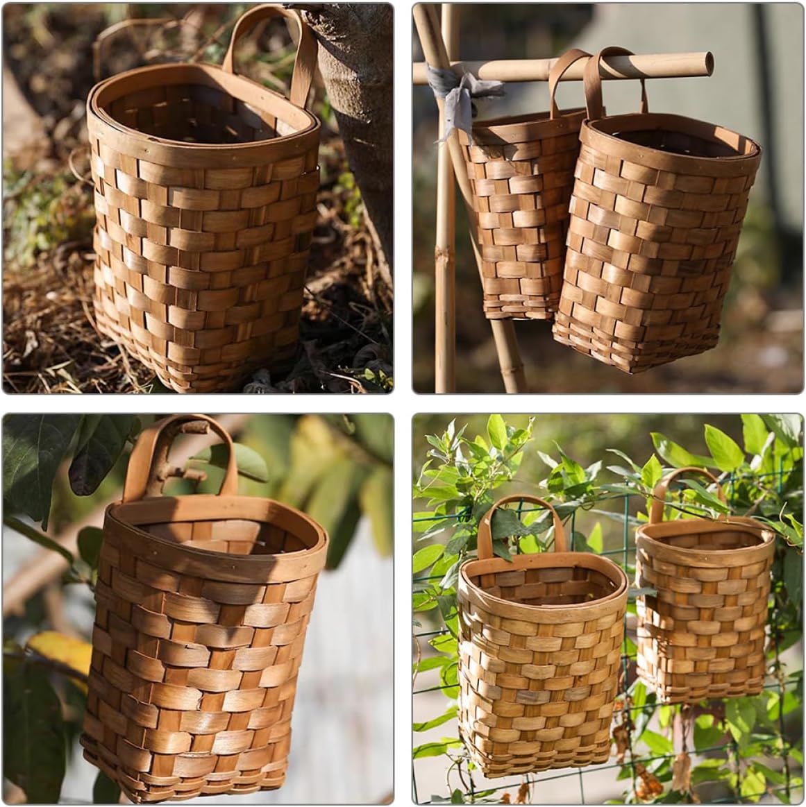 Wooden Wall Flower Basket Small Woven Basket Bread Basket Jute Hanging Basket Garlic Basket Hanging
