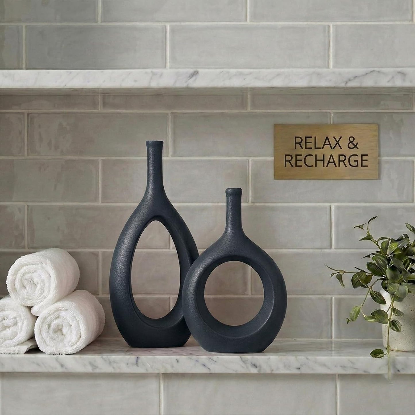 Boho Circle Vase / Black / Set of 2