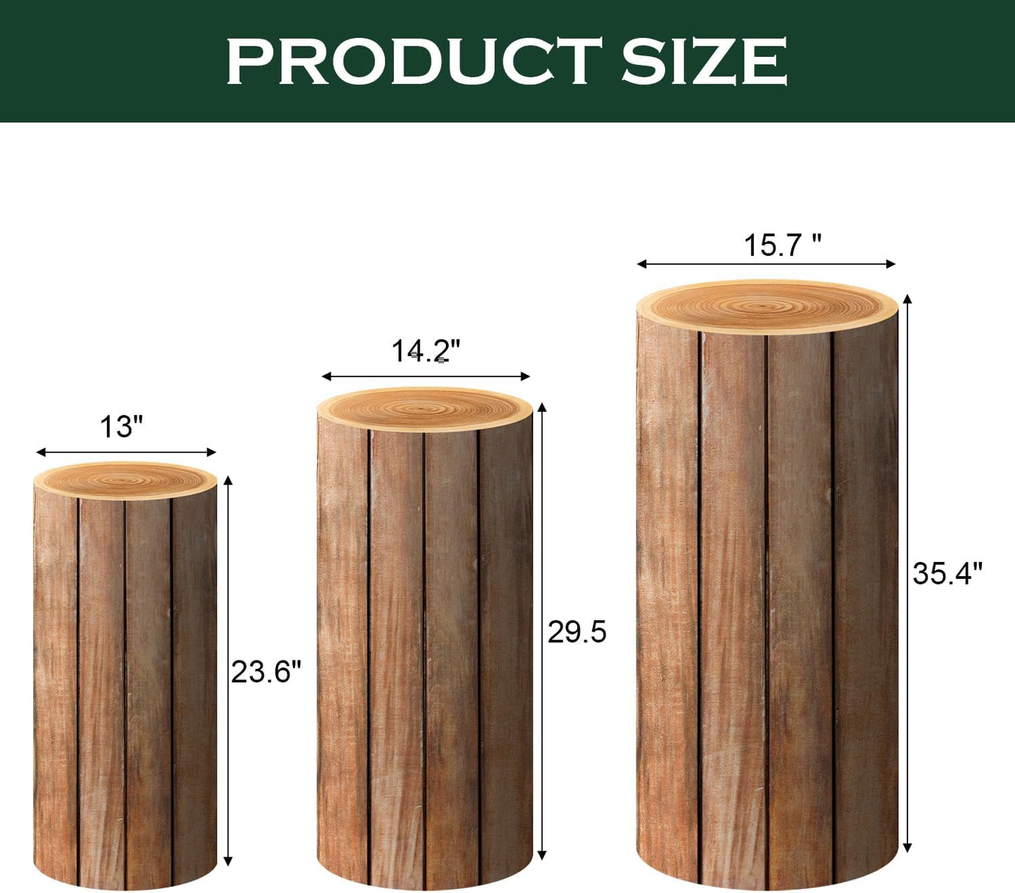 Spandex Wooden Cylinder Stand Covers for Party / WOOD / Set of 3