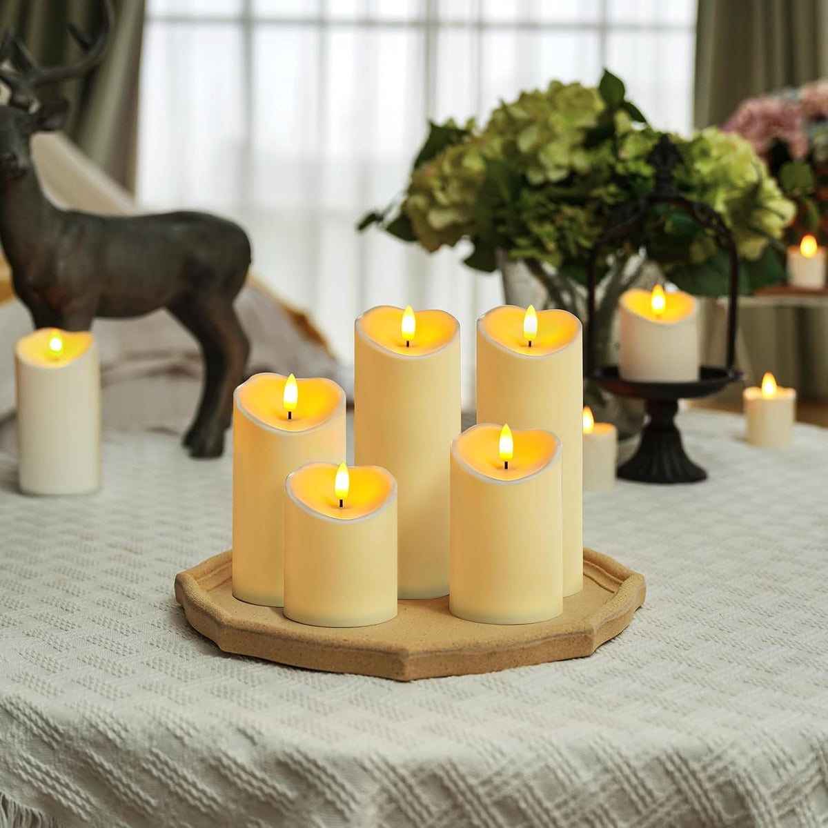 Homemory Outdoor Waterproof Flameless Candles, LED Candles, Battery Operated Candles with Remote and Timers, Electric
