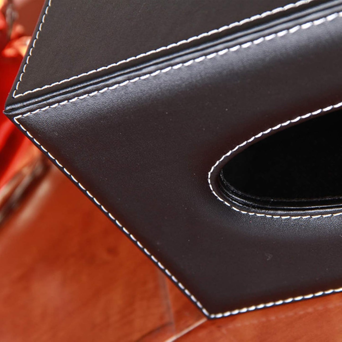 High-end Fashion PU Leather Tissue Box Holder / Black