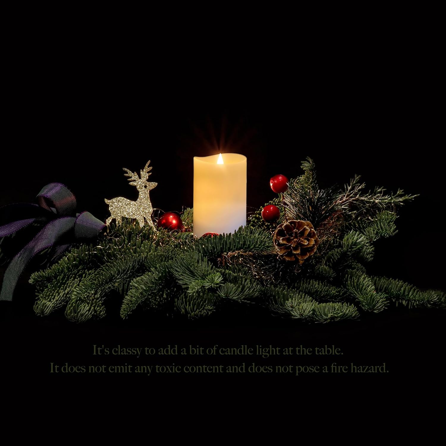 Flameless Candle - 6"x 8"Ivory - Flickering Moving Flame Pillar Candle, Includes Remote Control - Real Wax - 2 x C