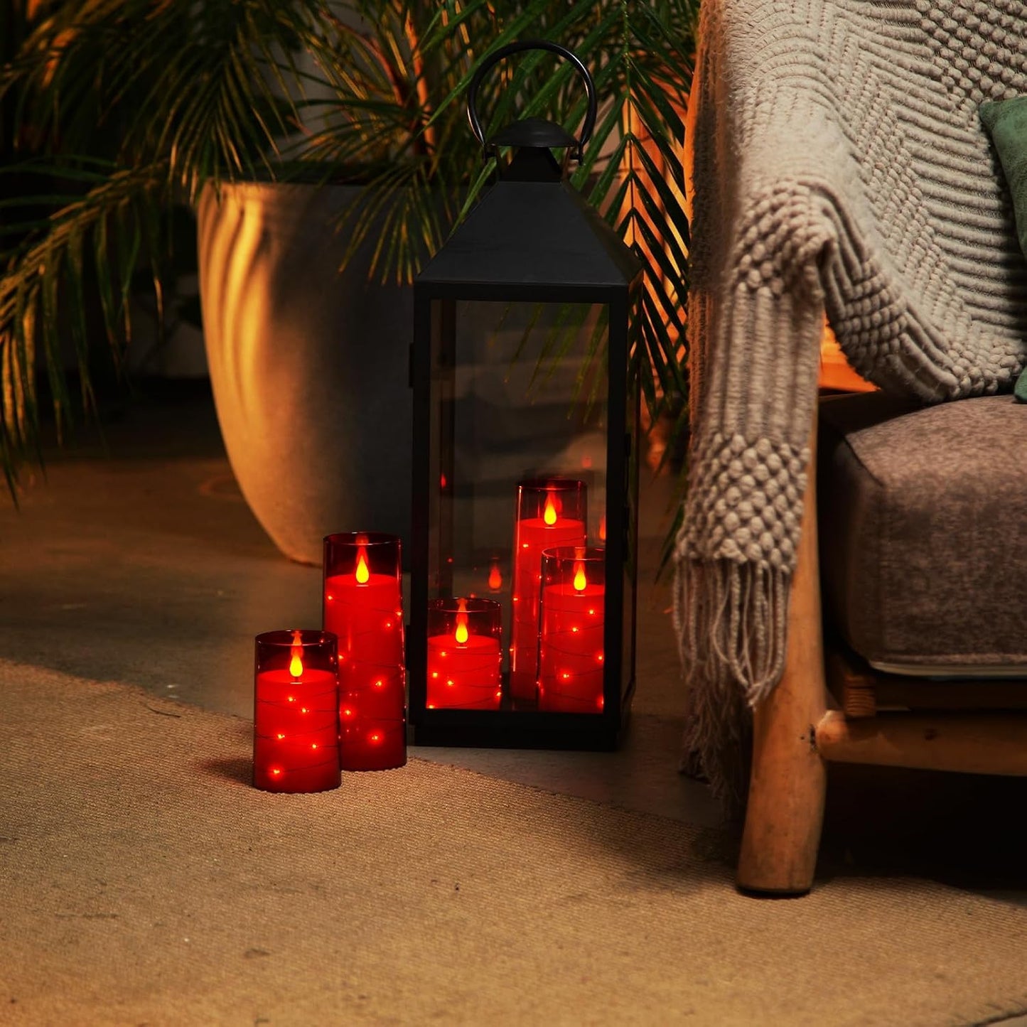 Homemory Acrylic Flameless Candles with Embedded Star String Fairy Lights, Battery Operated Candle, LED Candles, Fake