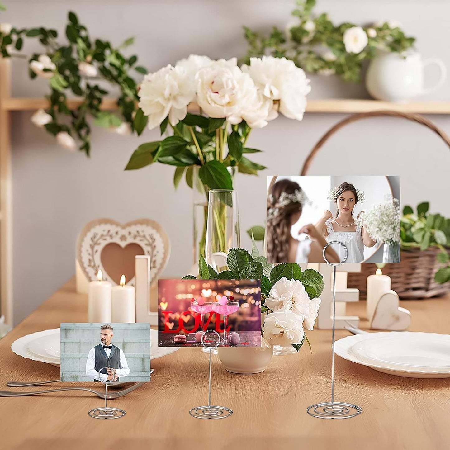 Teling 36 Pieces Table Number Holders 3 Size Place Card Holder Name Numbers Menu Memo Note Card Picture Photo Clip