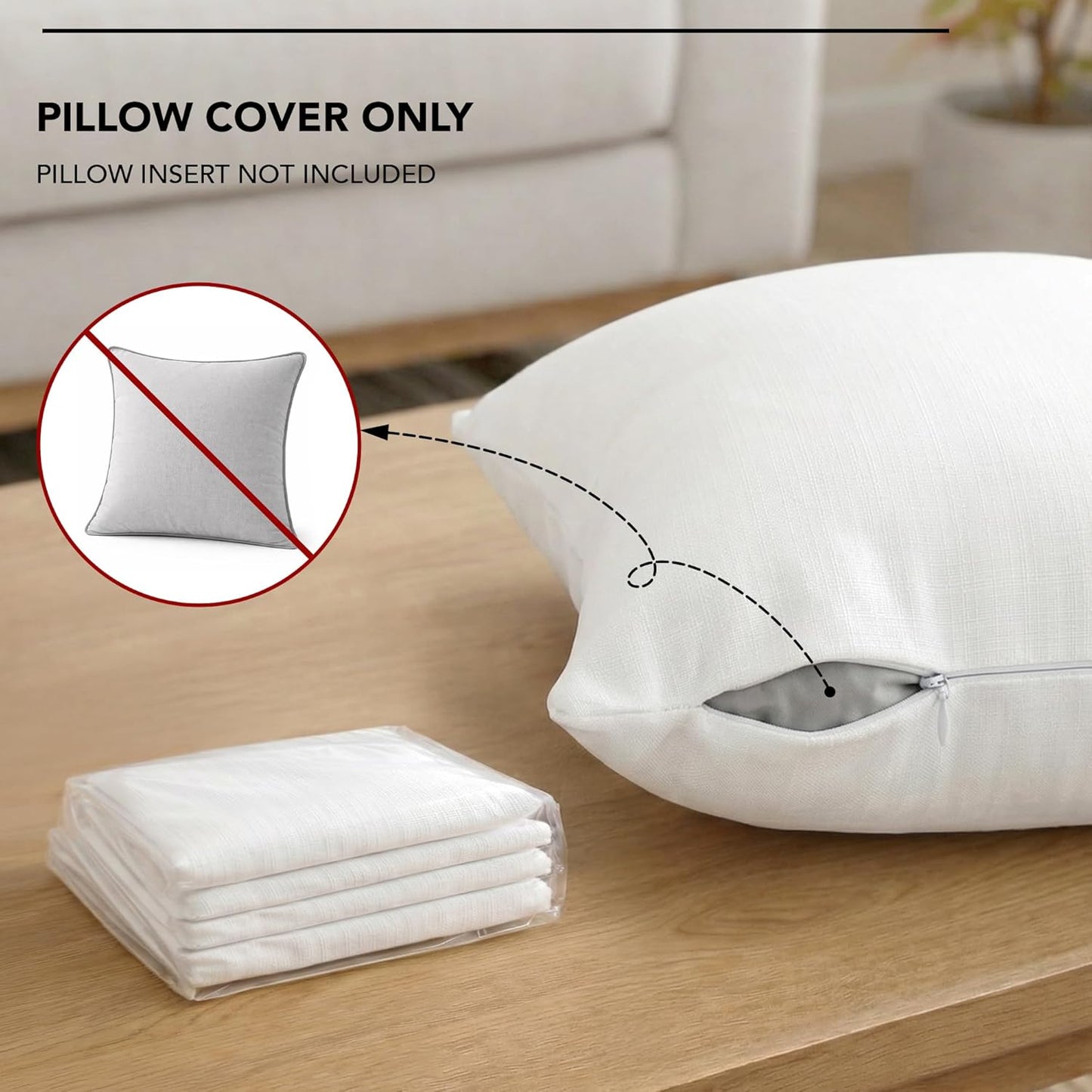 Covers Only No Insert / 18 x 18 / White / Set of 4