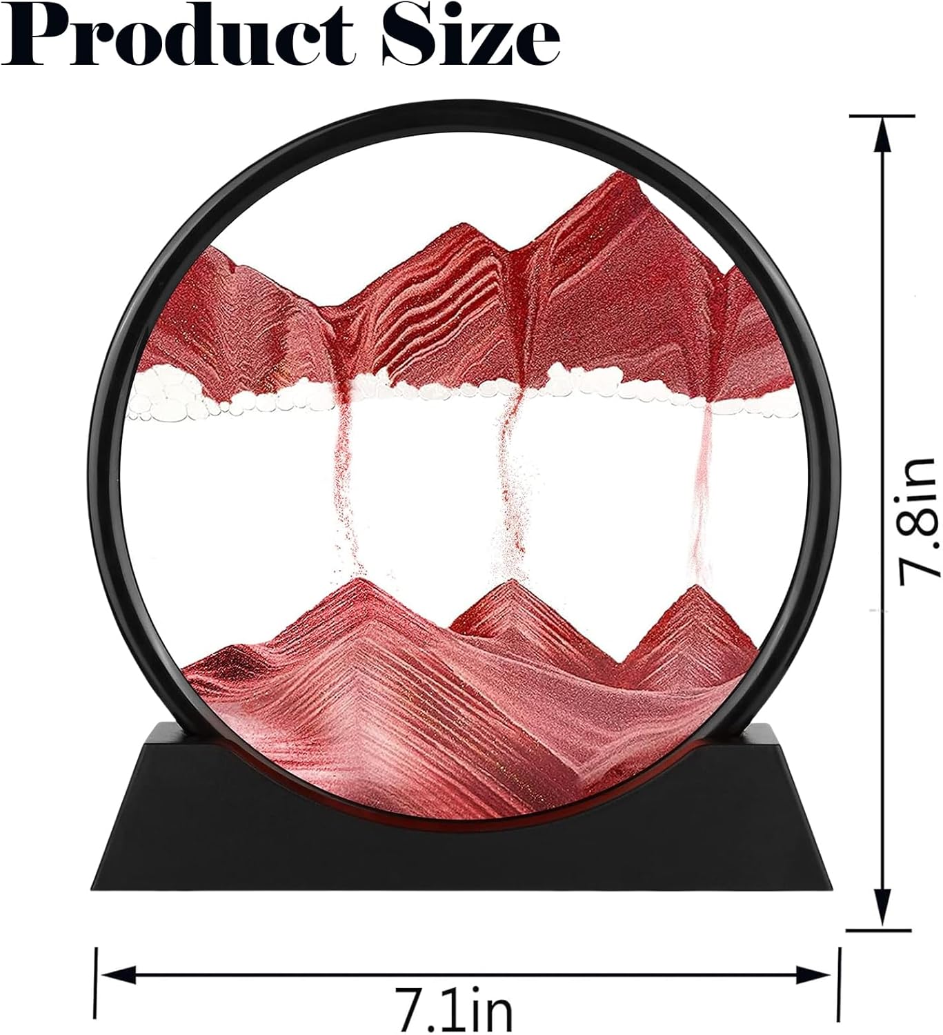 Round Glass 3D Deep Sea Sandscape / Red / 7in