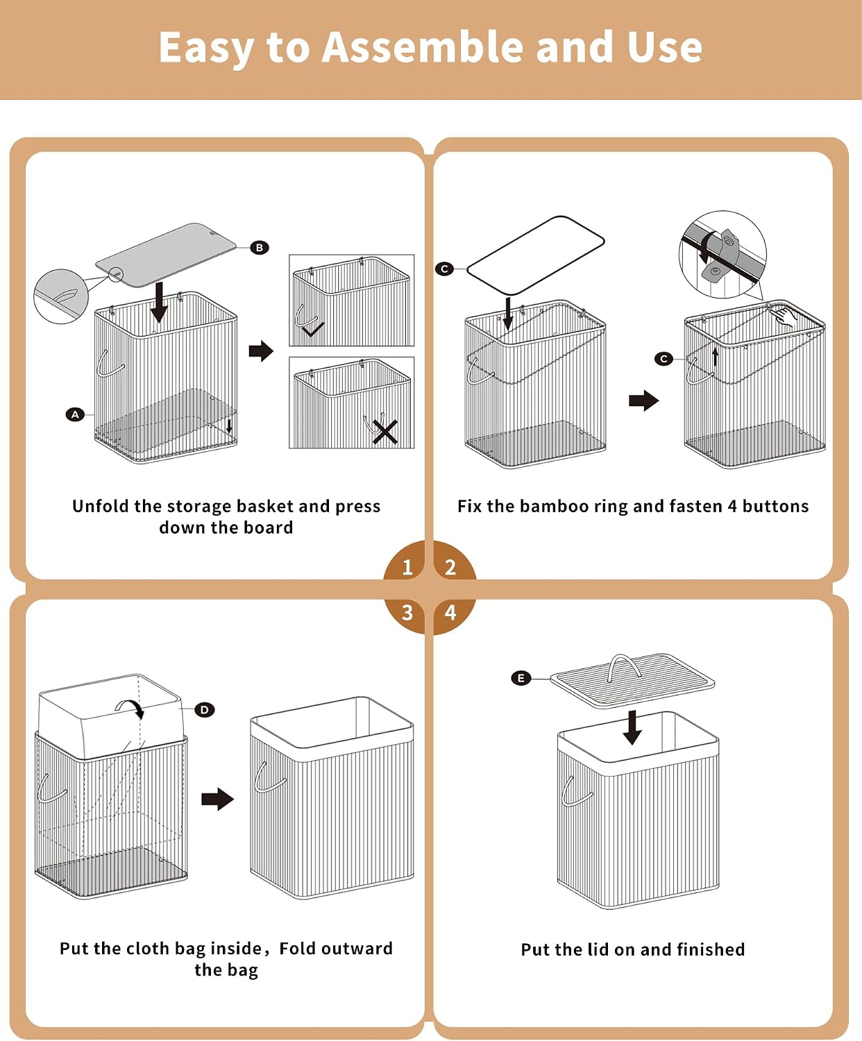 Bamboo Toilet Paper Storage with Lid & Handel, 8 Gallons (30L), Sturdy Toilet Paper Basket, Organizer for Bathroom