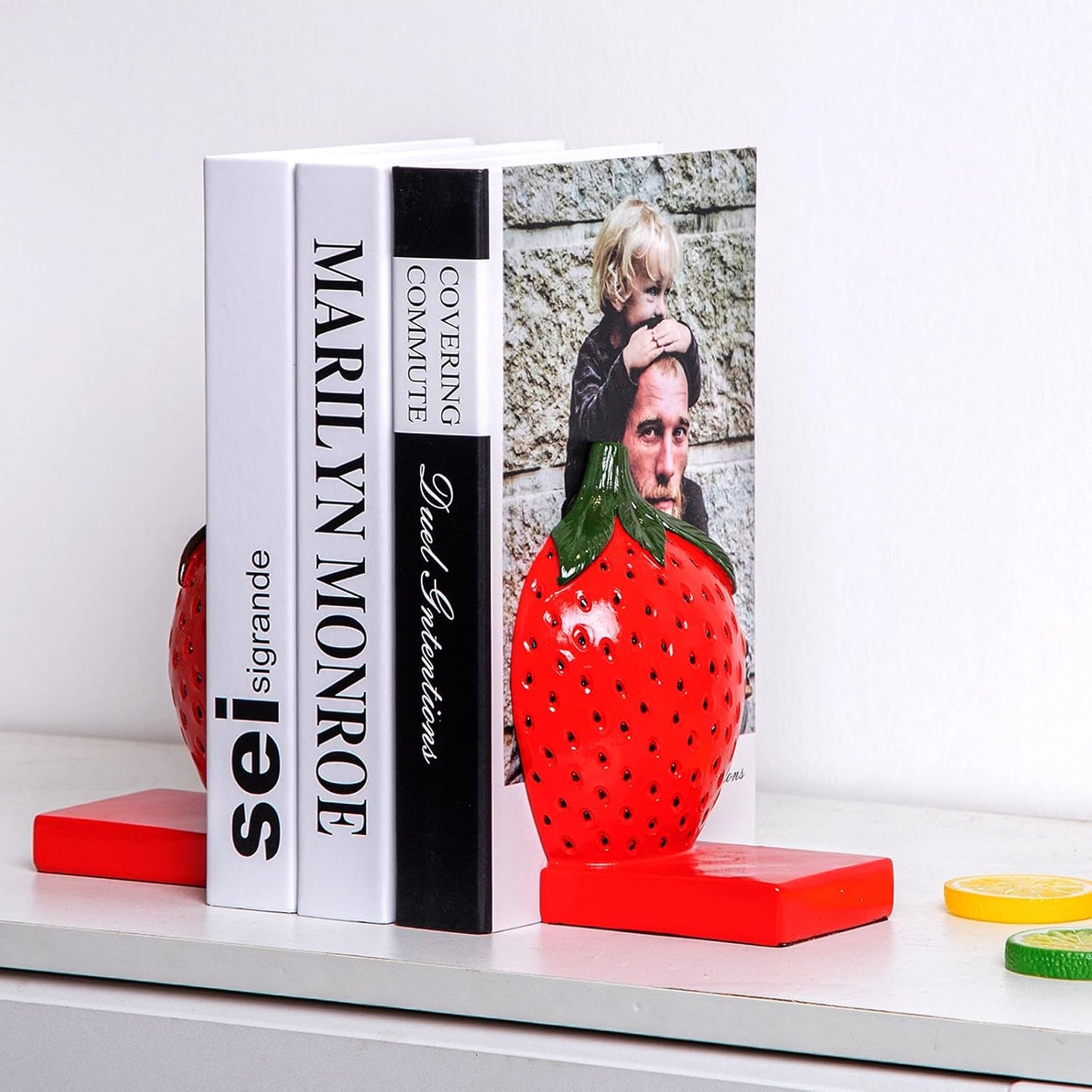 Resin Book Ends / Strawberry Decorative Bookends