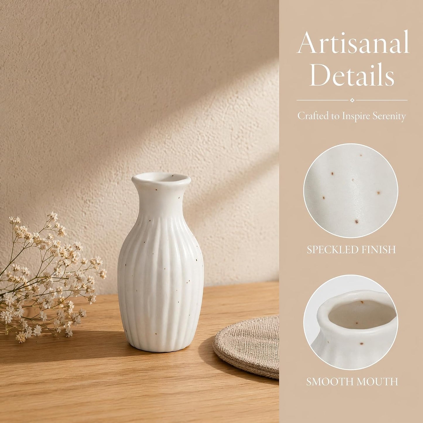 Small Ceramic Vases Table Flower Vase Modern Decorative Vases for Pampas Grass / White / Set of 4