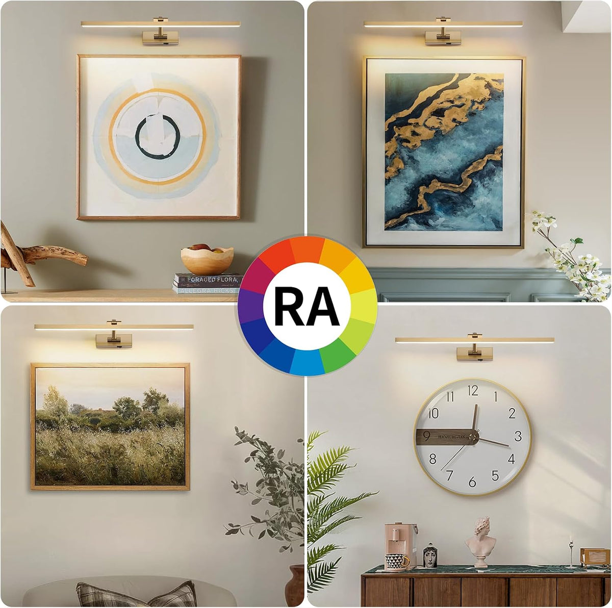 Wireless Picture Lights for Wall Battery Operated, Brass Art Lighting for Paintings Rechargeable Gallery lights with