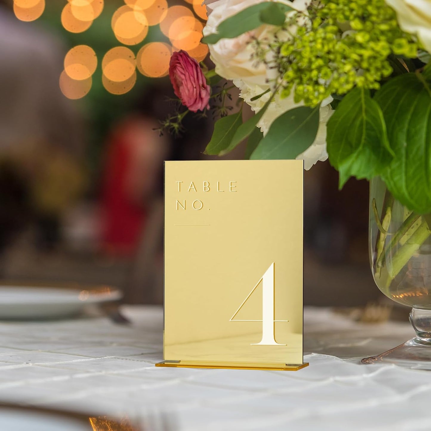 Gold Wedding Table Numbers 1-20 with Stands, 5"x7" Gold Mirror Acrylic Table Numbers, Perfect for Wedding Reception