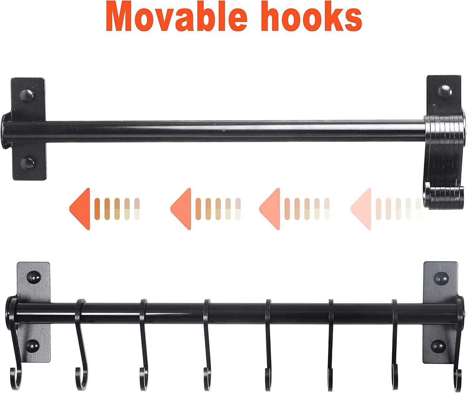 Kitchen Utensil Holder Hanger, Pot and Pan Rack Wall Mounted, Kitchen Rail with 8 Hooks for Hanging Cooking Utensils