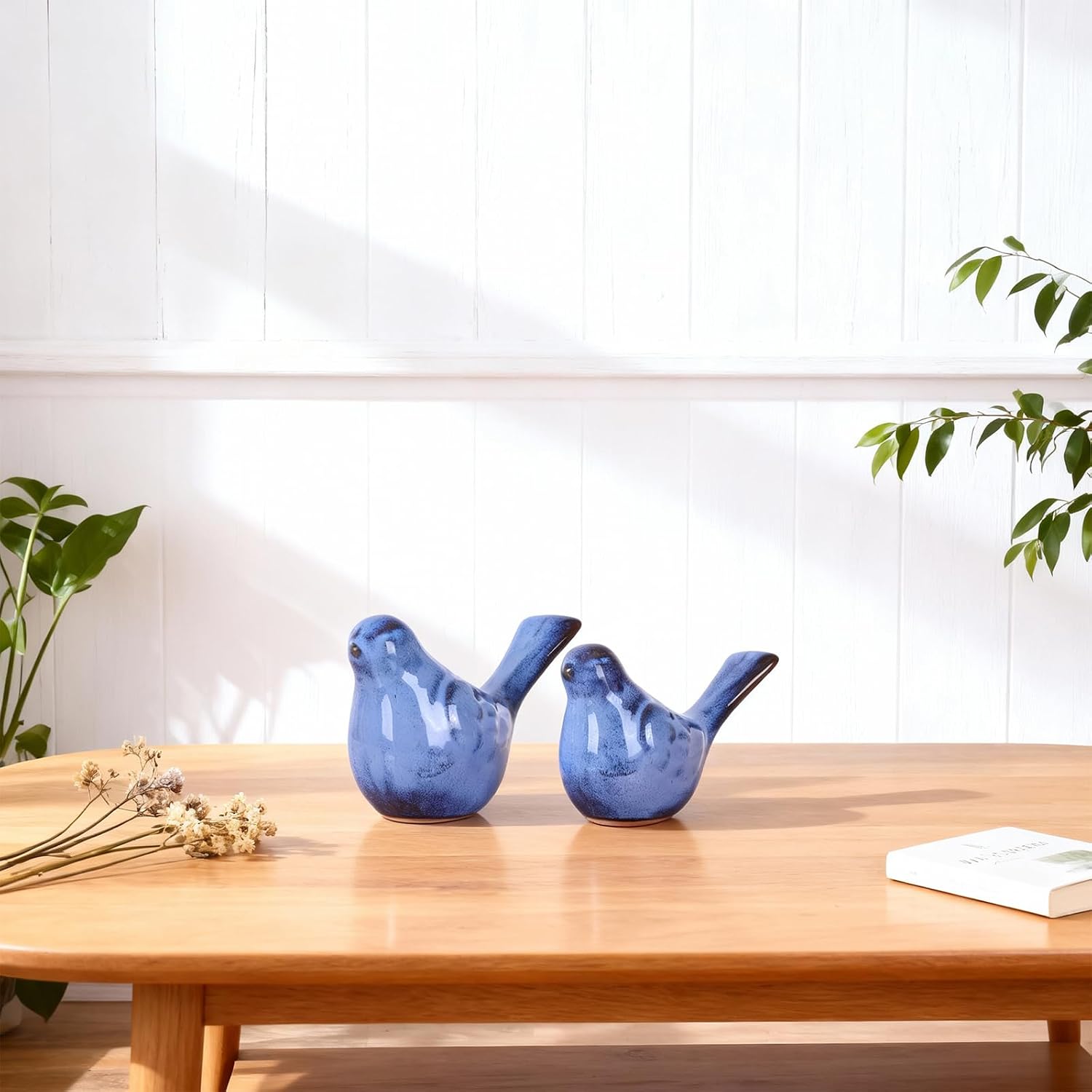 Ceramic Bird Figurines Home Decor / Blue