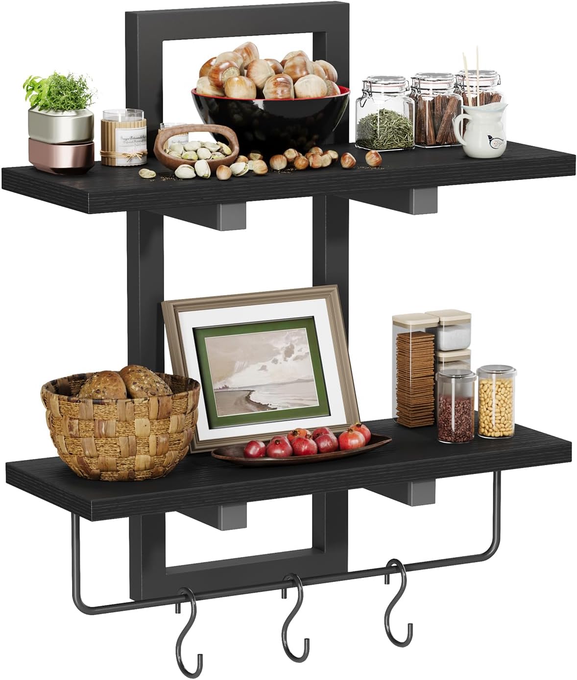 Floating Shelves / Wall Mounted Storage Shelves / Black / Set of 2