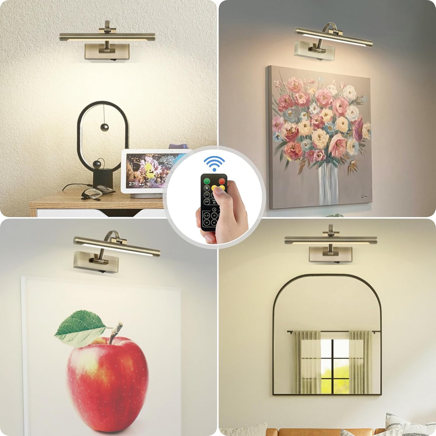 Tassuowell Wireless Picture Lights for Wall,12 Inch Battery Operated Picture Light,3CCT Dimmable Lights for Pictures on