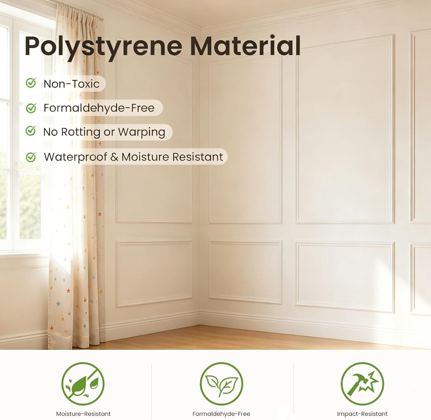 Box Trim Moulding Self Adhesive Premade Accent Panel for Accent Wall / 63 x 39 / 6 Panels