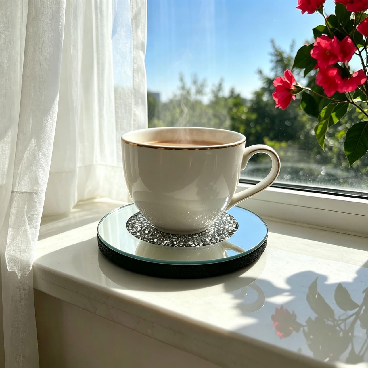 Glass Mirrored Coaster 4 PC / 4"4p