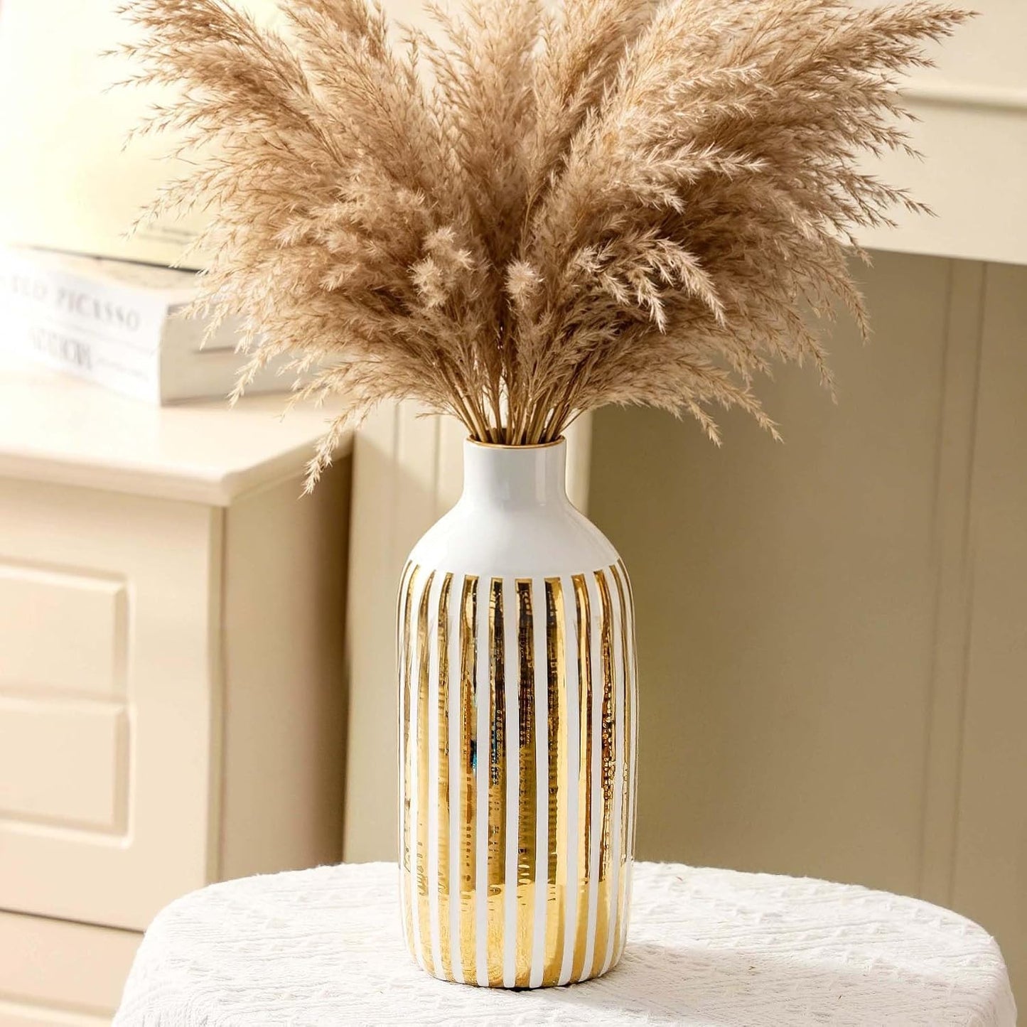 Vintage-Vases / Ceramic Flower vases for Centerpiece / 10 Inch / White