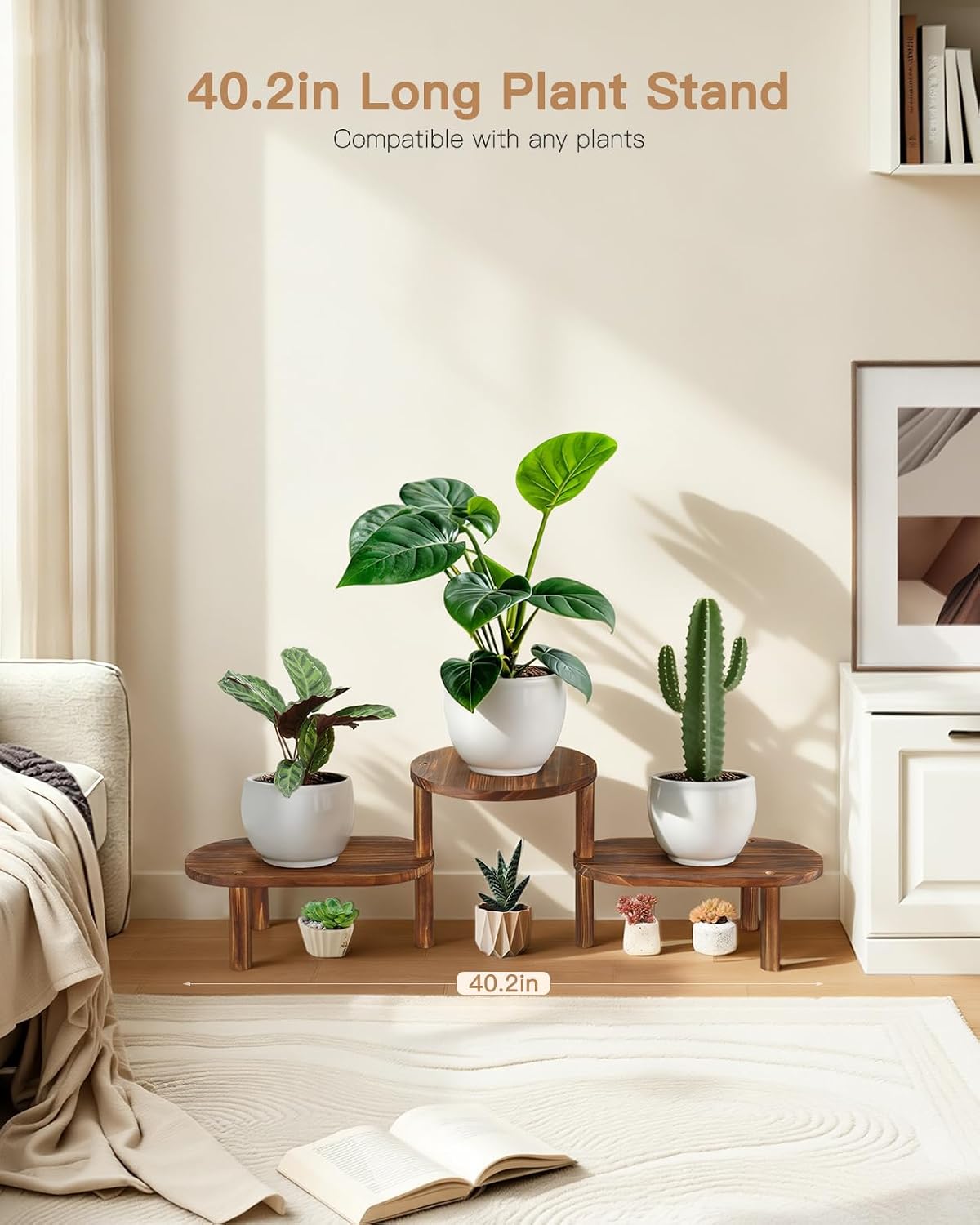 Corner Plant Stand Indoor, Adjustable Convex Round Flower Stand | Heavy Duty 3 Tier Long Plant Shelf Indoor, Deformed