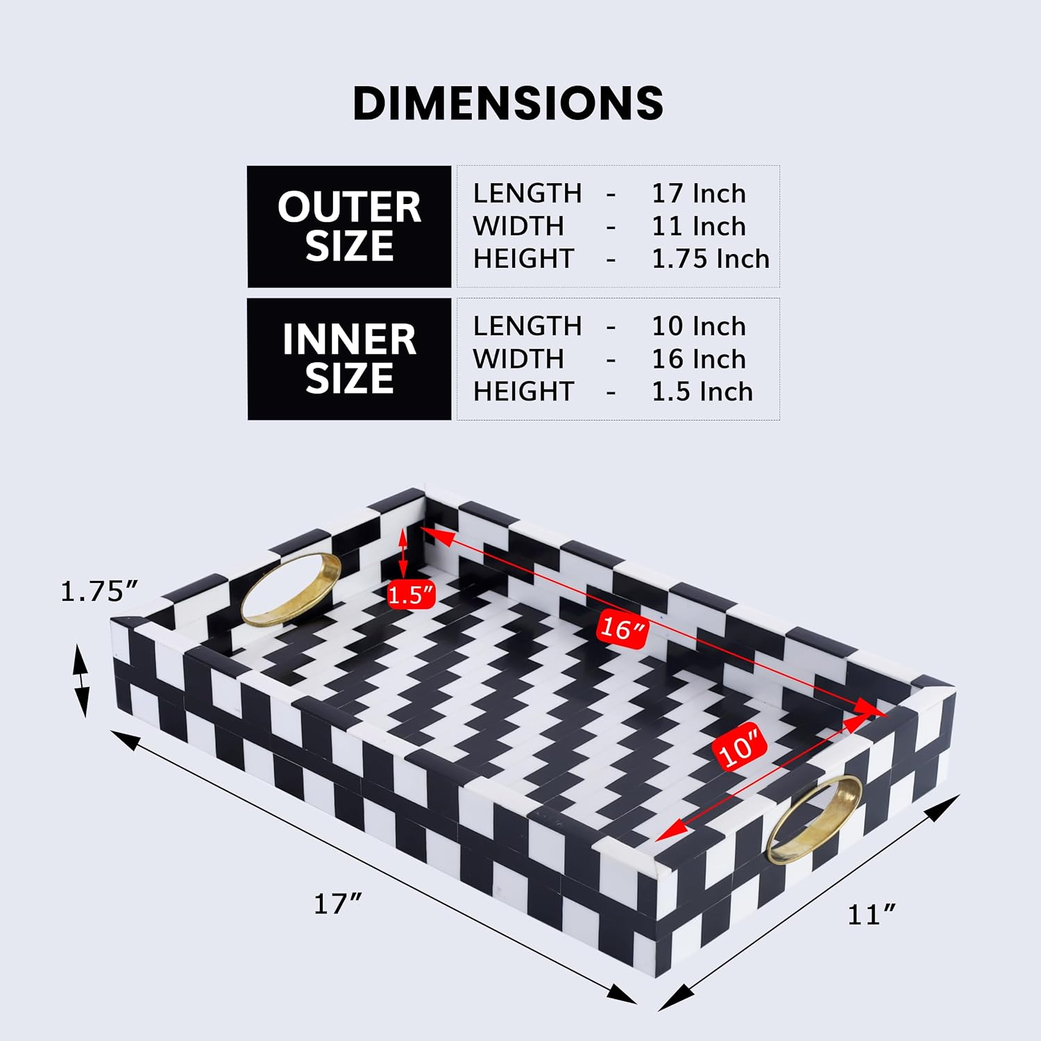 Optique Ottoman Tray / 11 x 17 / Pixel / Black