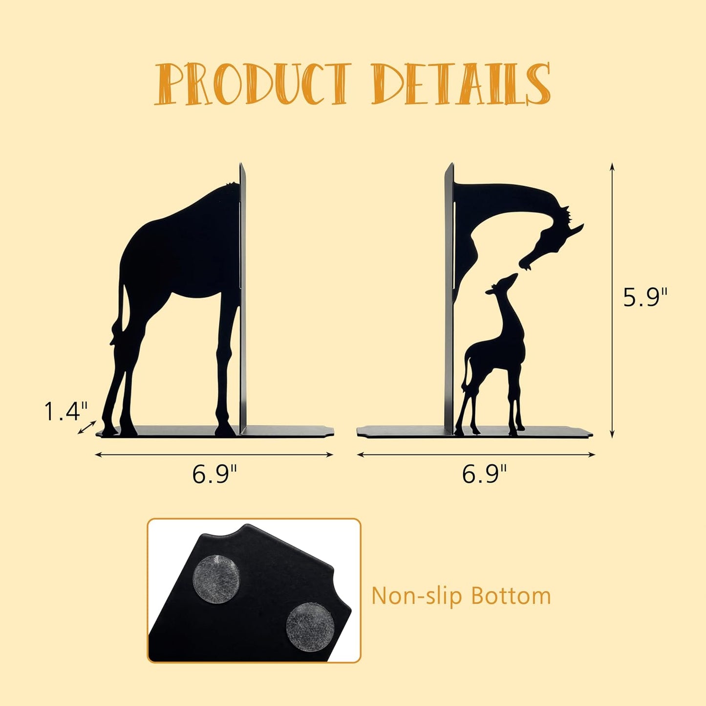 Decorative Giraffe Bookends / Intricate Design Giraffe Gifts for Book Lovers and Animal
