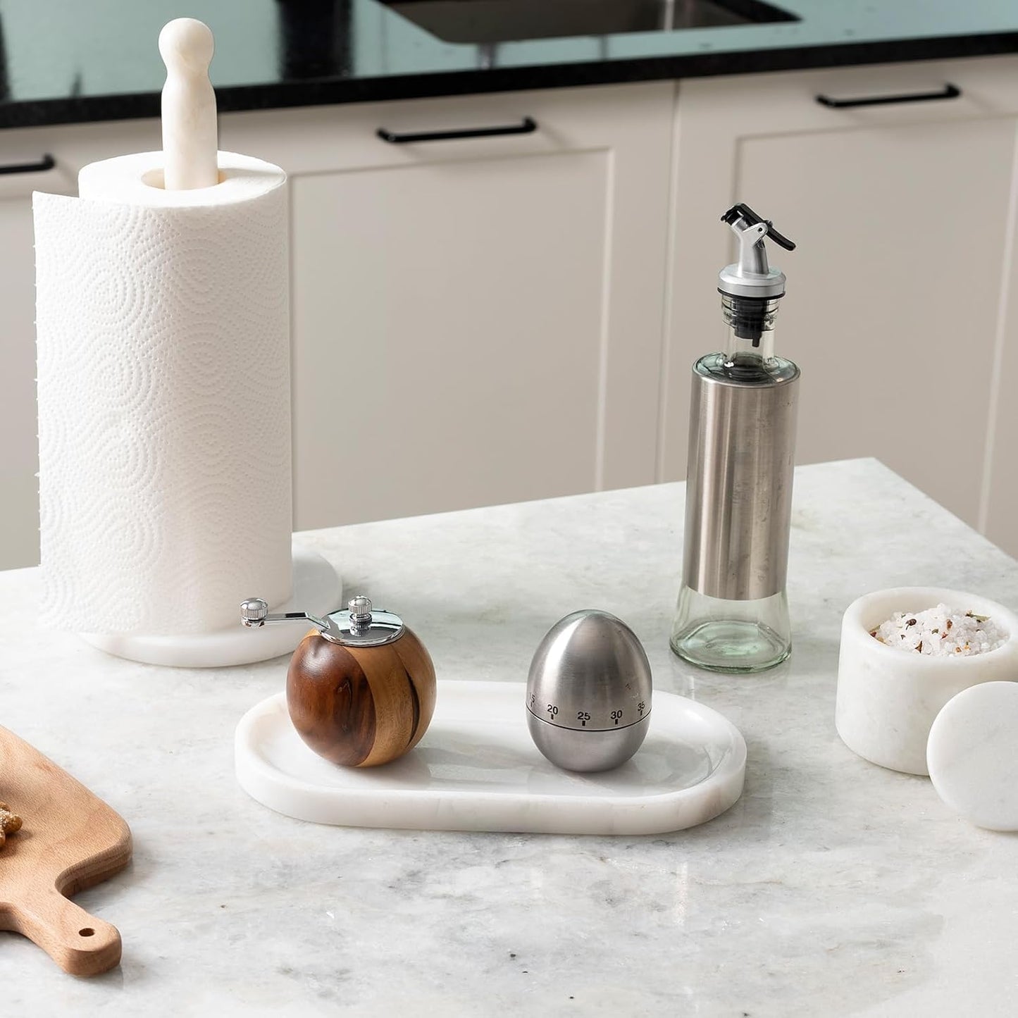 Marble Vanity Tray / Namib Bianco White / 10 x 5 x 0.7