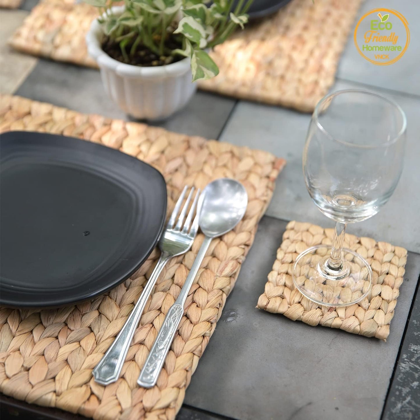 Boho Place Mats Set of 8, Square Table Mats Set of 8, Woven Placemats for Round Table, Chargers for Dinner Plates