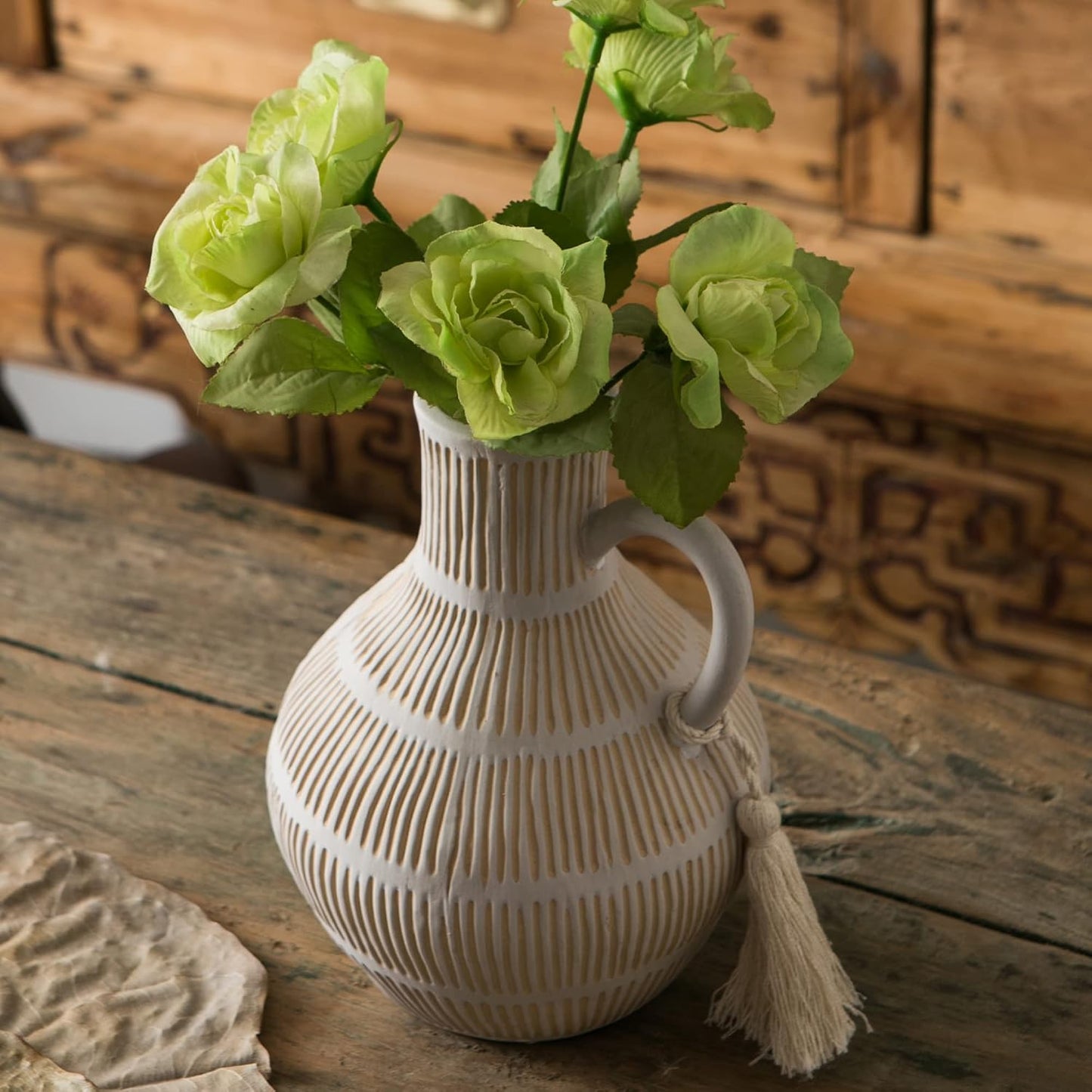 Rustic Ceramic Vase / Gray - Round