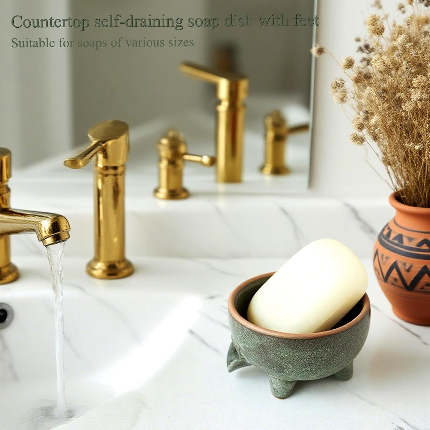 Ceramic Self Draining bar Soap Holder for Shower