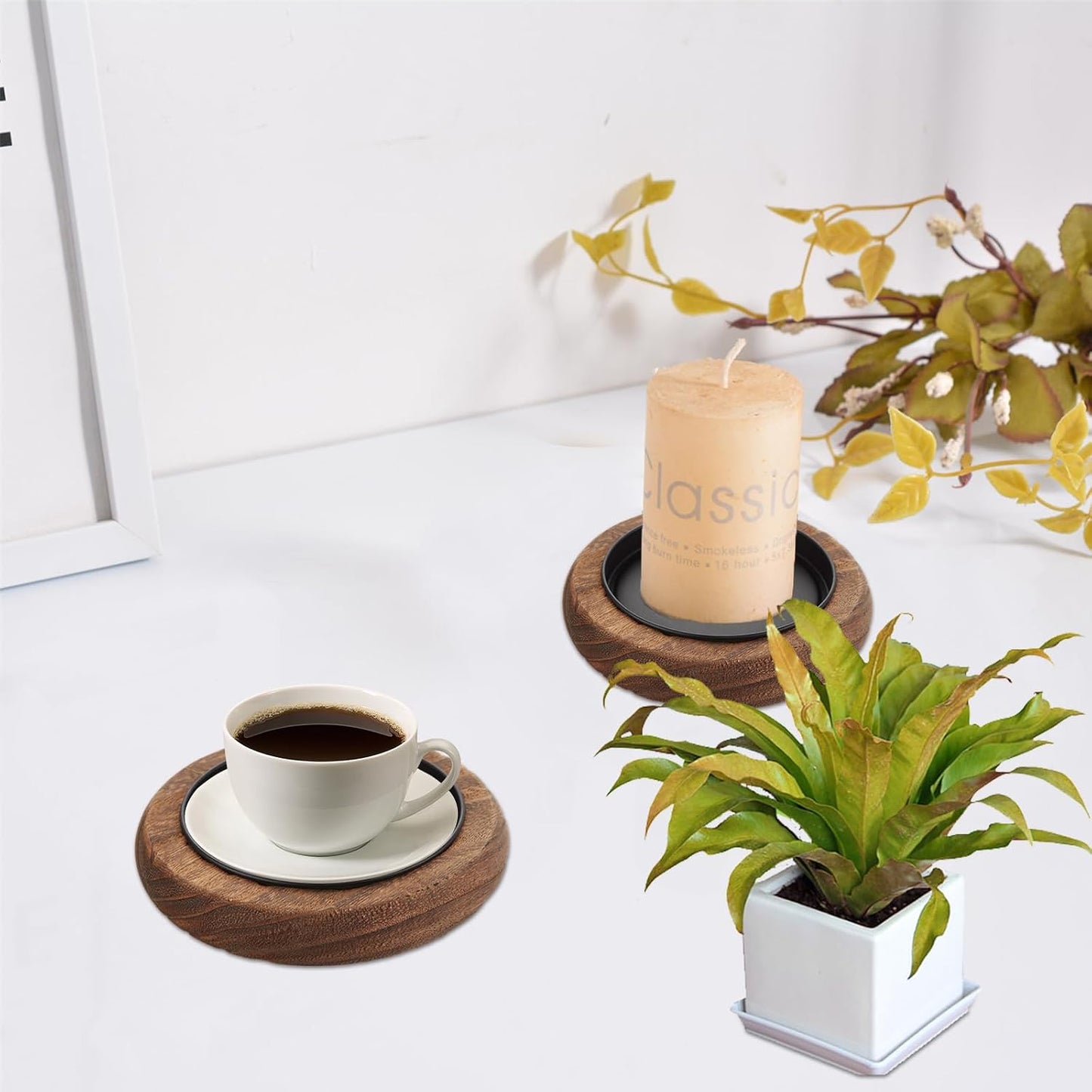 Wooden Candle Holder Farmhouse Decor / Set of 6
