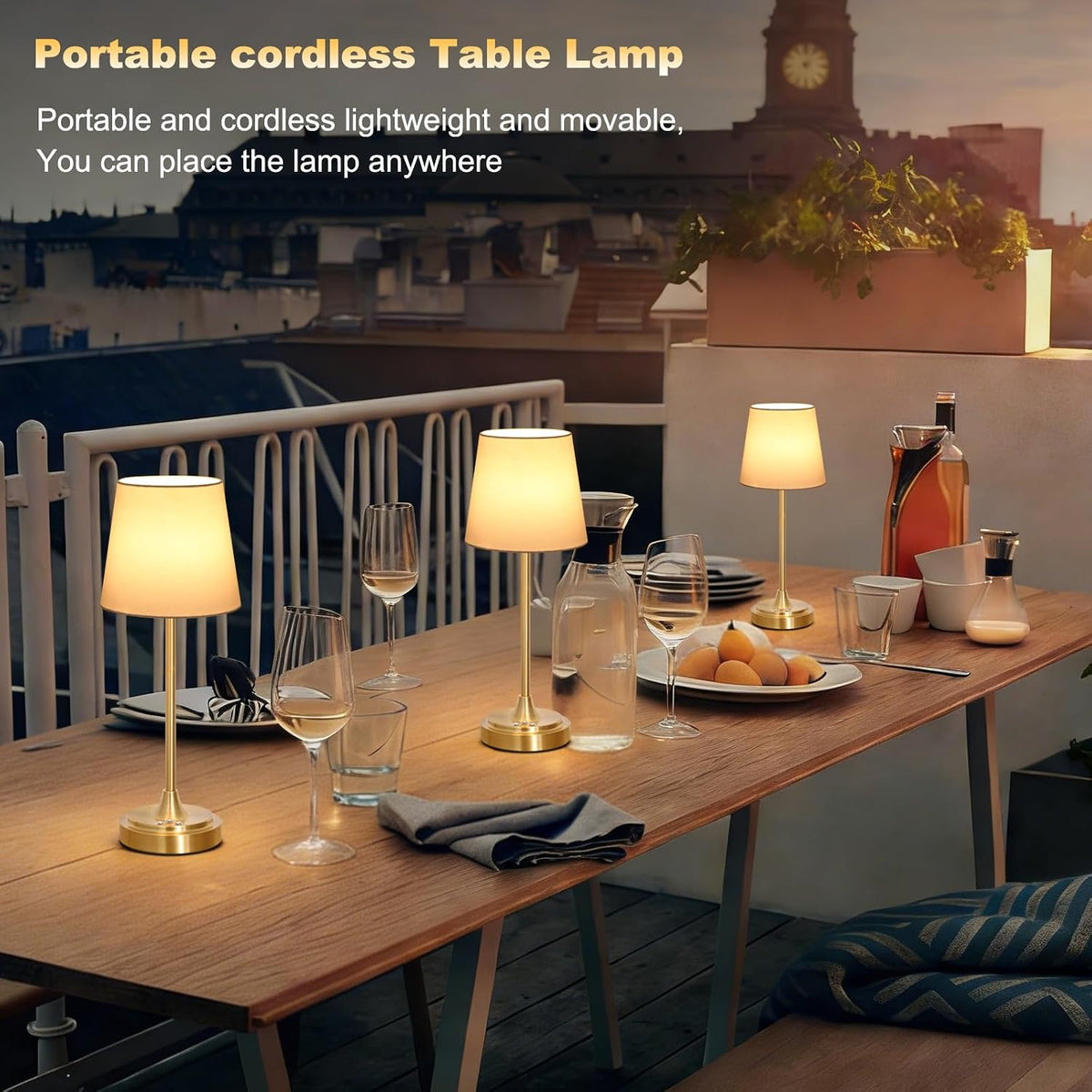 Wowag Cordless Table Lamp Rechargeable,5000mAh Battery Operated Desk Lamp,3 Colors & 7 RGB Stepless Dimmable,Touch