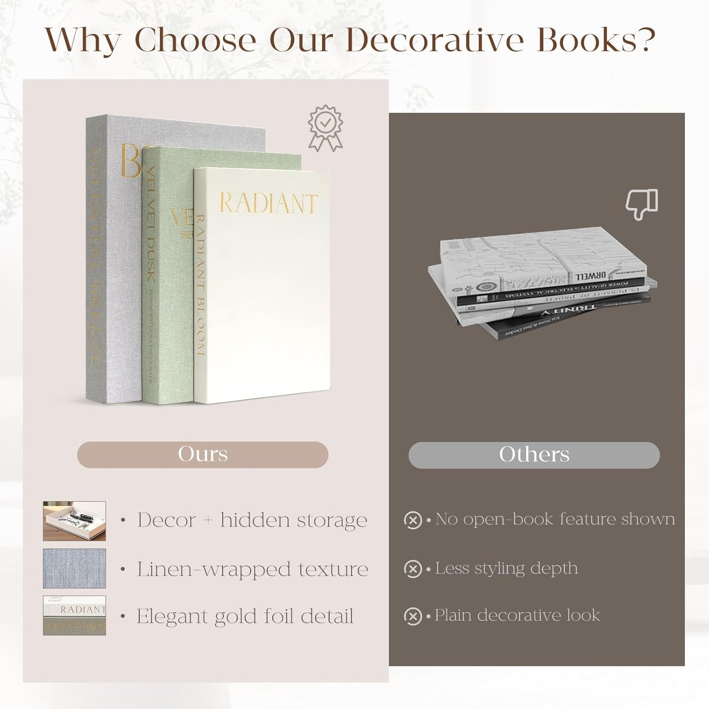 Linen Faux Book Boxes / Set of 3
