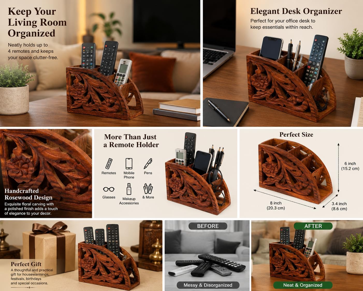 Wooden Remote Control Holder Stand