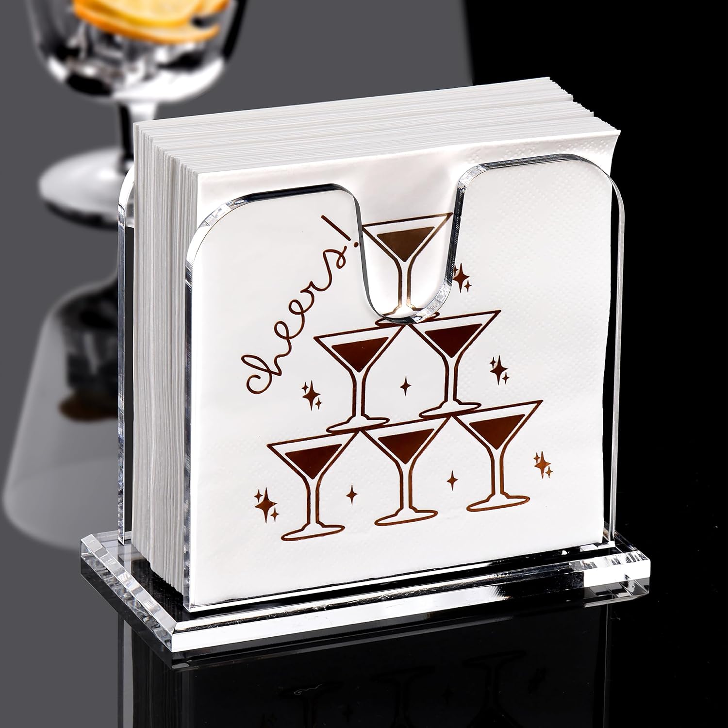 8mm Thickened base / 5.75 x 5 x 2.87 / Cocktail Napkin Holder / Clear