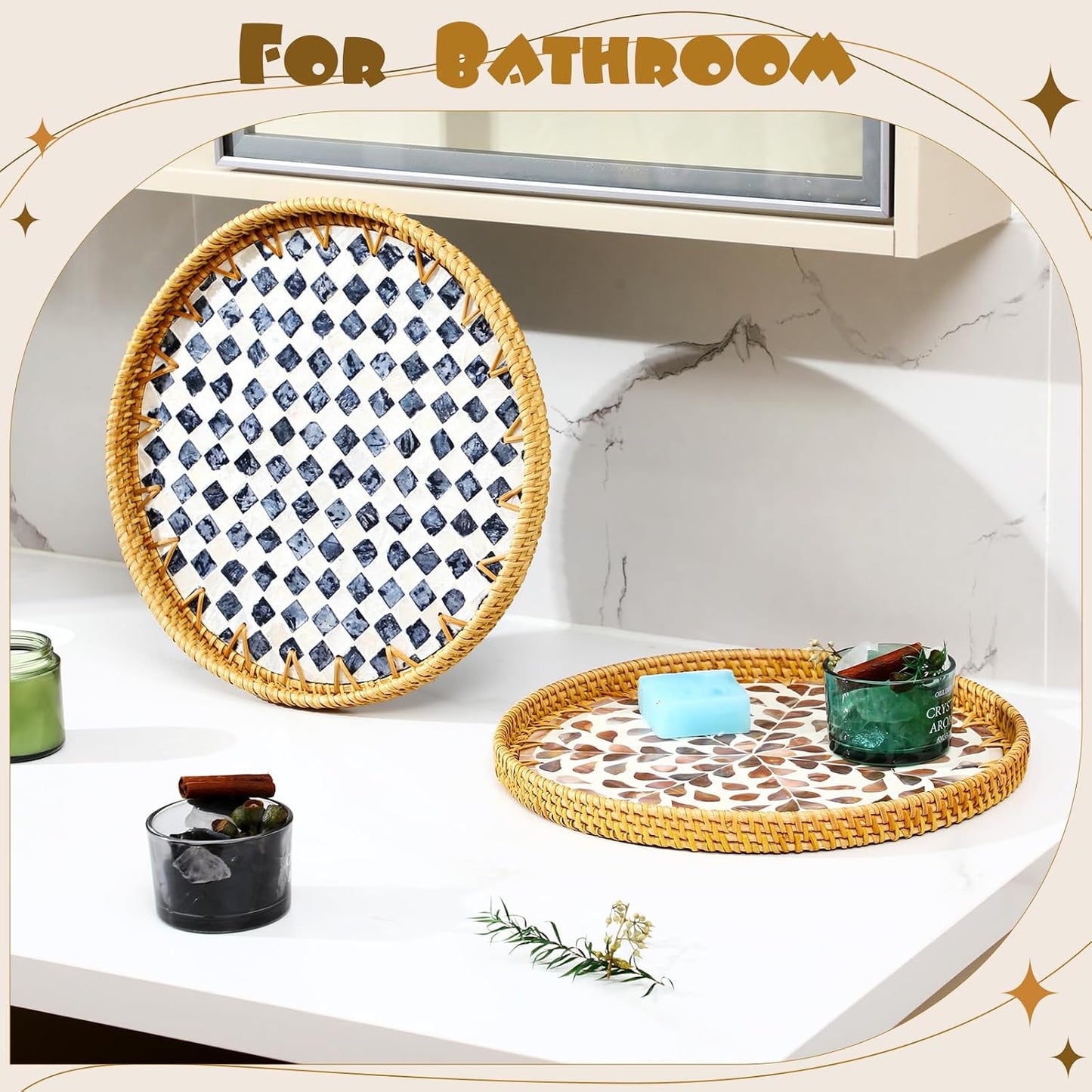 Round Rattan Tray / Modern Style / Set of 3