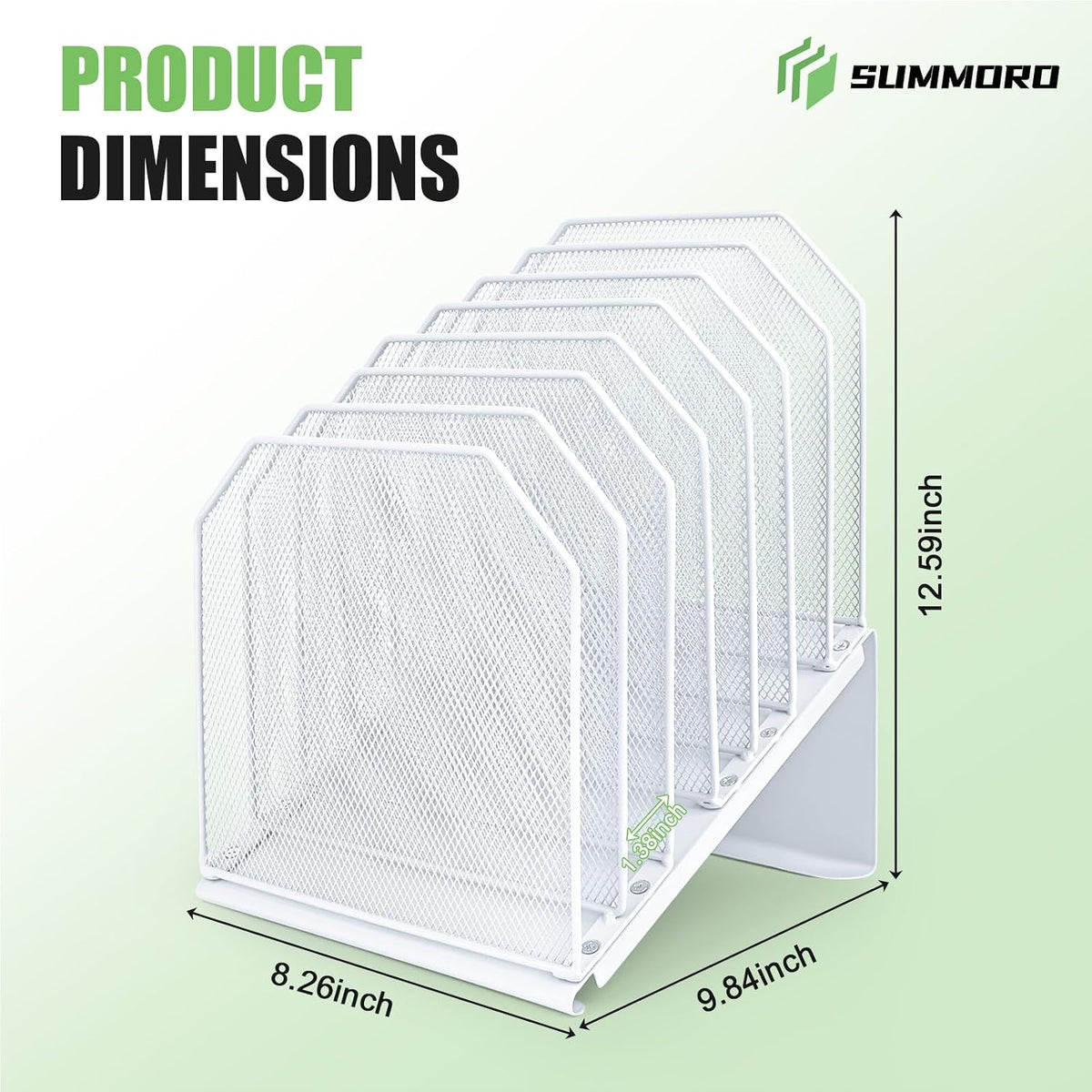 SUMMORO Inclined File Organizer for Desk, 7-Section Vertical File Holder | Office Desk Organizer Metal Rack File
