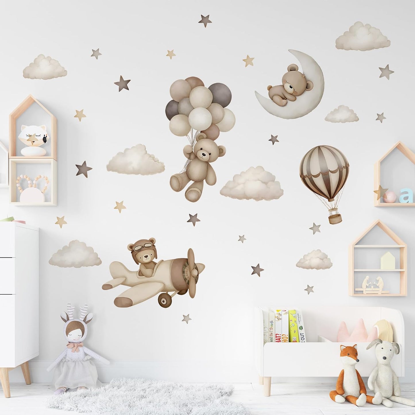 Teddy Bear Wall Decals / Coffee Brown Bear Wall Decal