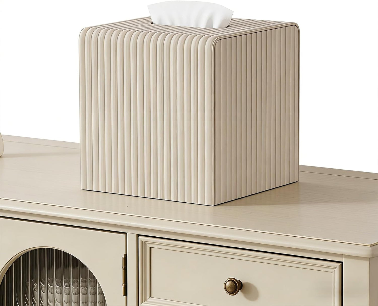 Modern Facial PU Tissue Holder Napkin Dispenser Accessories / Beige