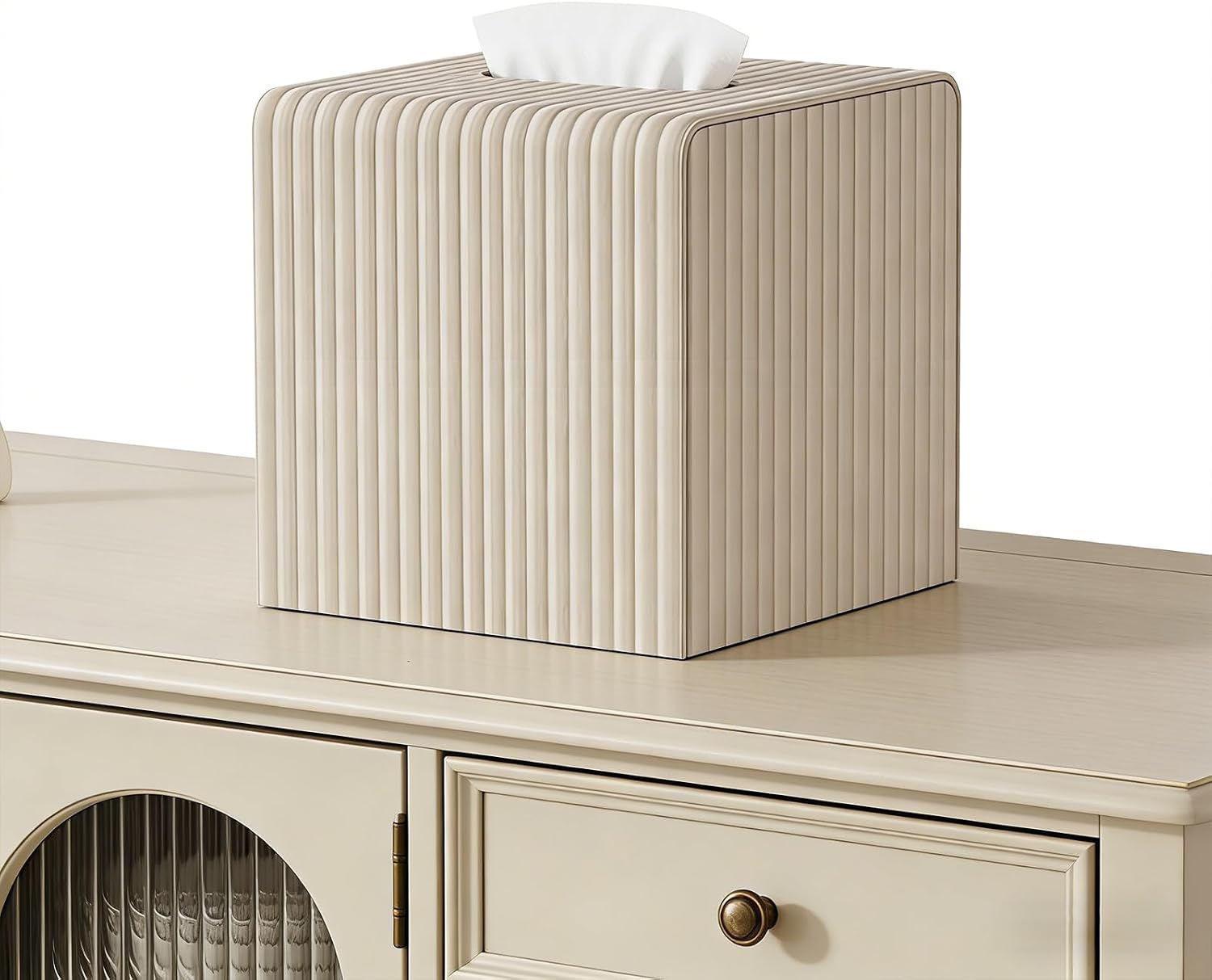 Modern Facial PU Tissue Holder Napkin Dispenser Accessories / Beige