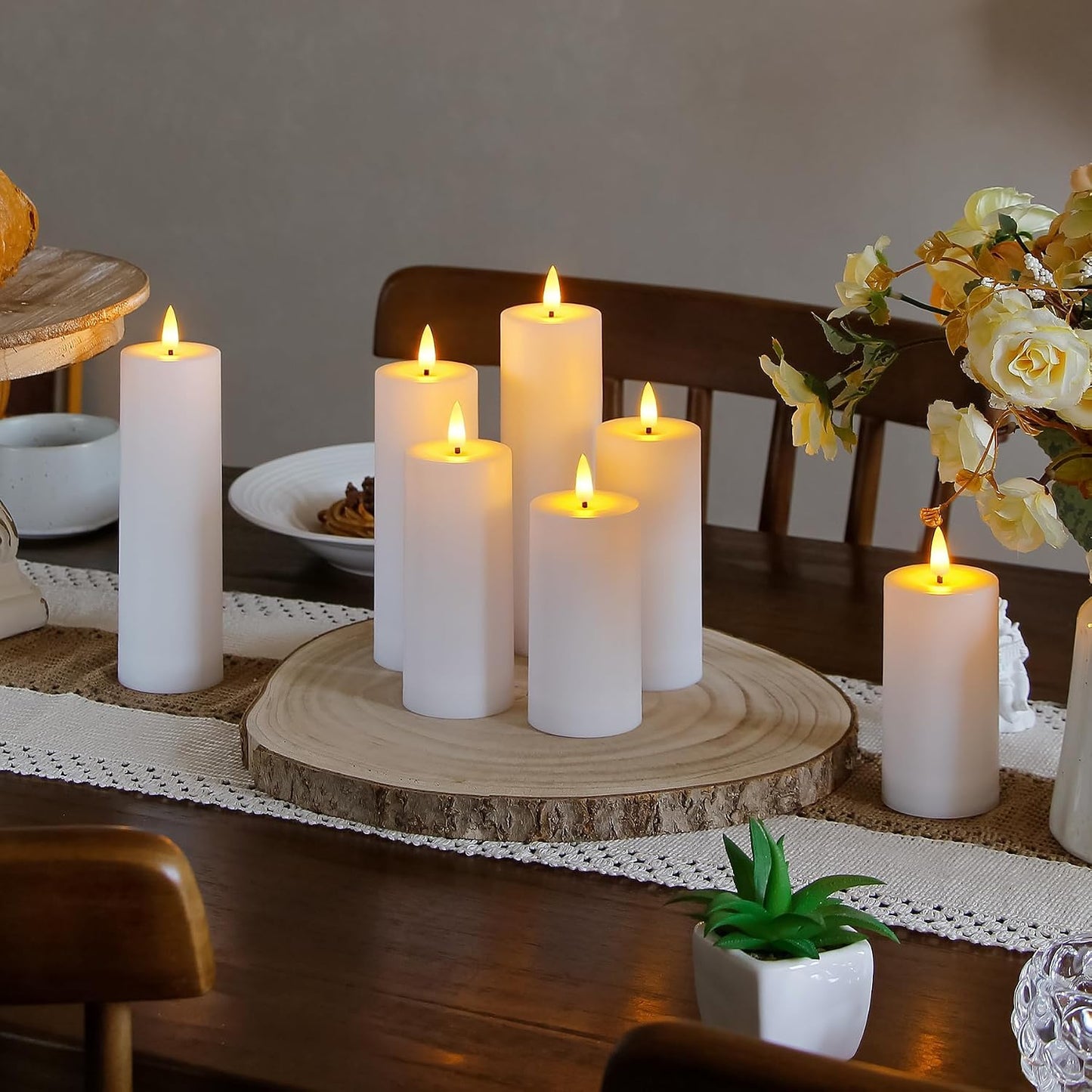 Flameless Waterproof 2.2" x4" 4" 5" 5" 6" 6" 7" 7" Pillar Candles with Remote Control and Timer, LED Battery Operated