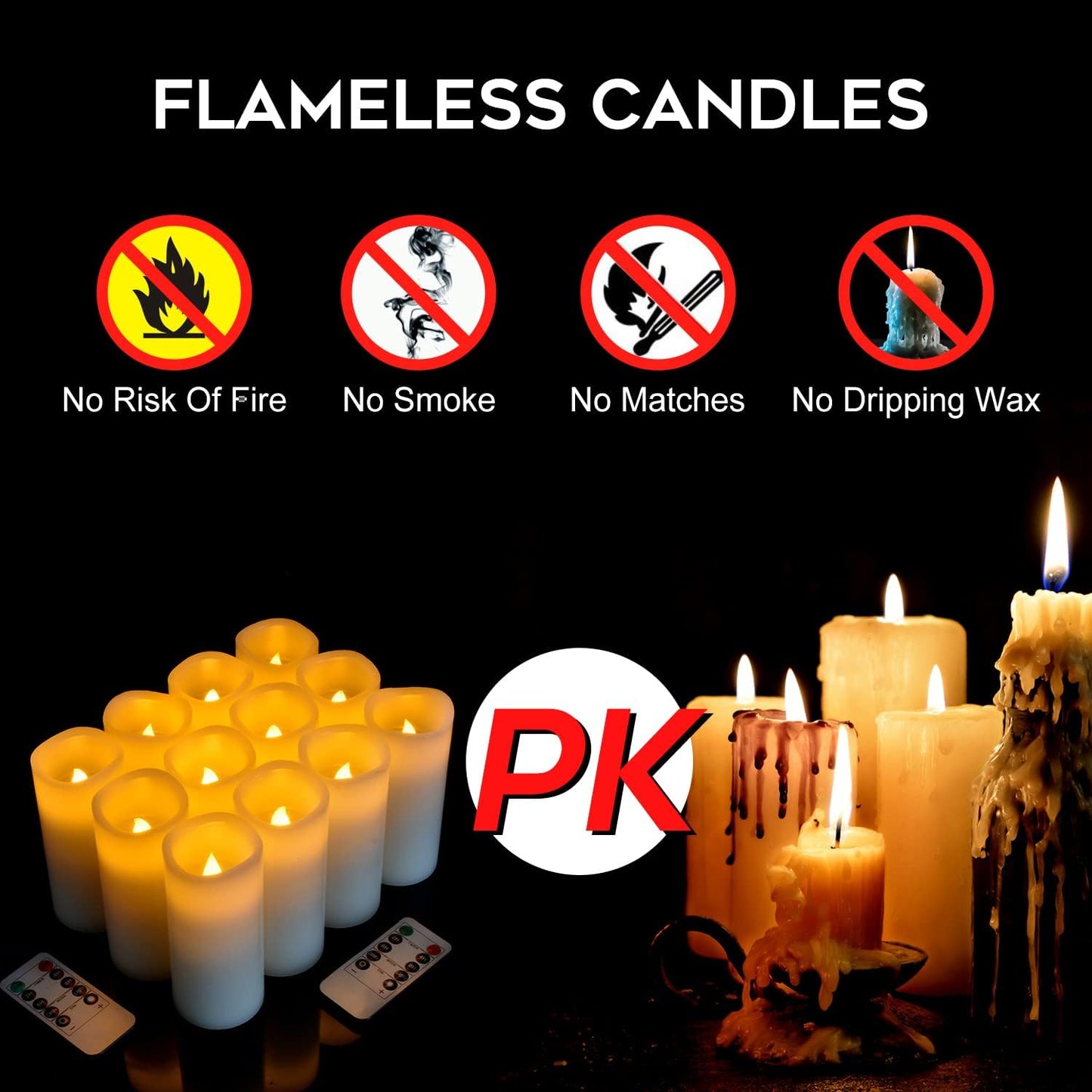 Flameless Candles Battery Operated Candles Real Wax Pillar LED Candles with 10-Key Remote and Cycling 24 Hours Timer